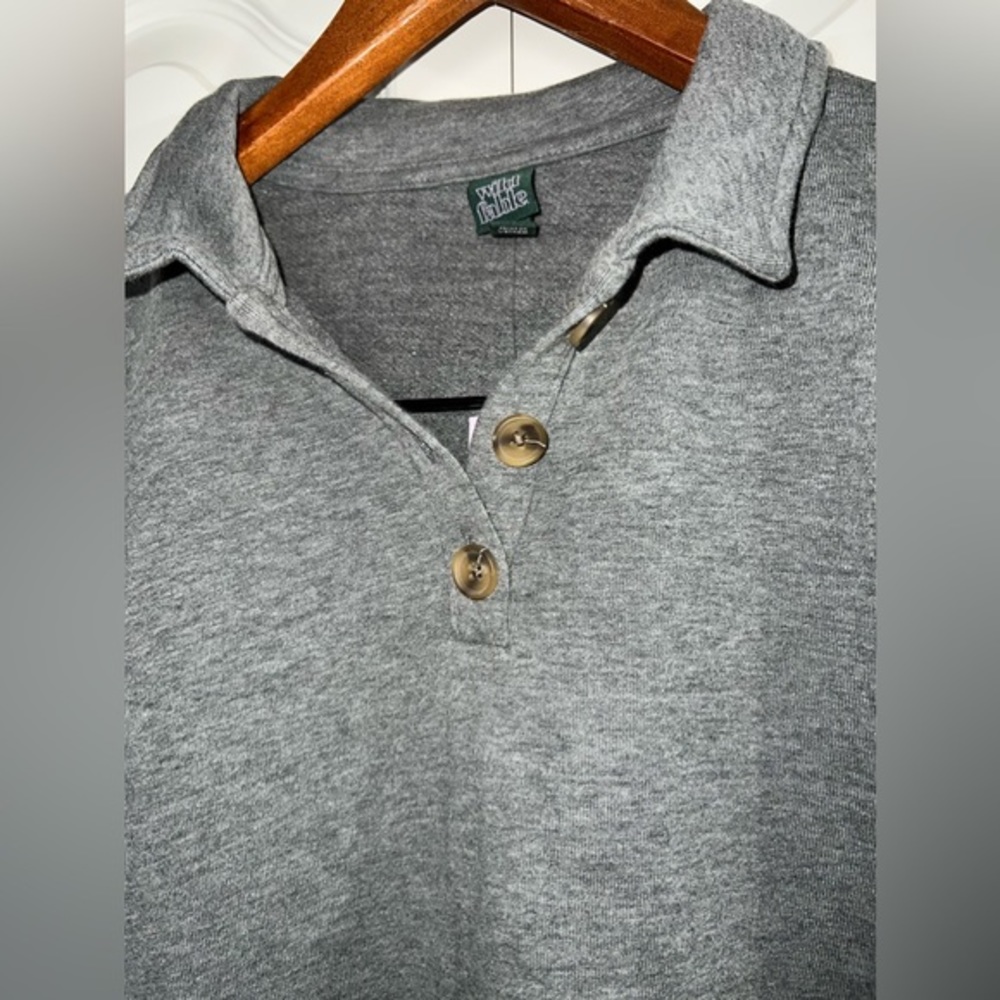 wild fable heather grey cropped three button collared shirt NWT - Picture 4 of 7